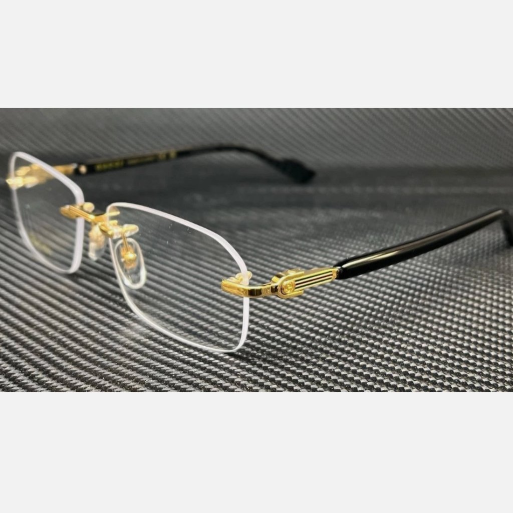 Gucci Black Gold Men's Large Eyeglasses 56 Mm Eyeglasses